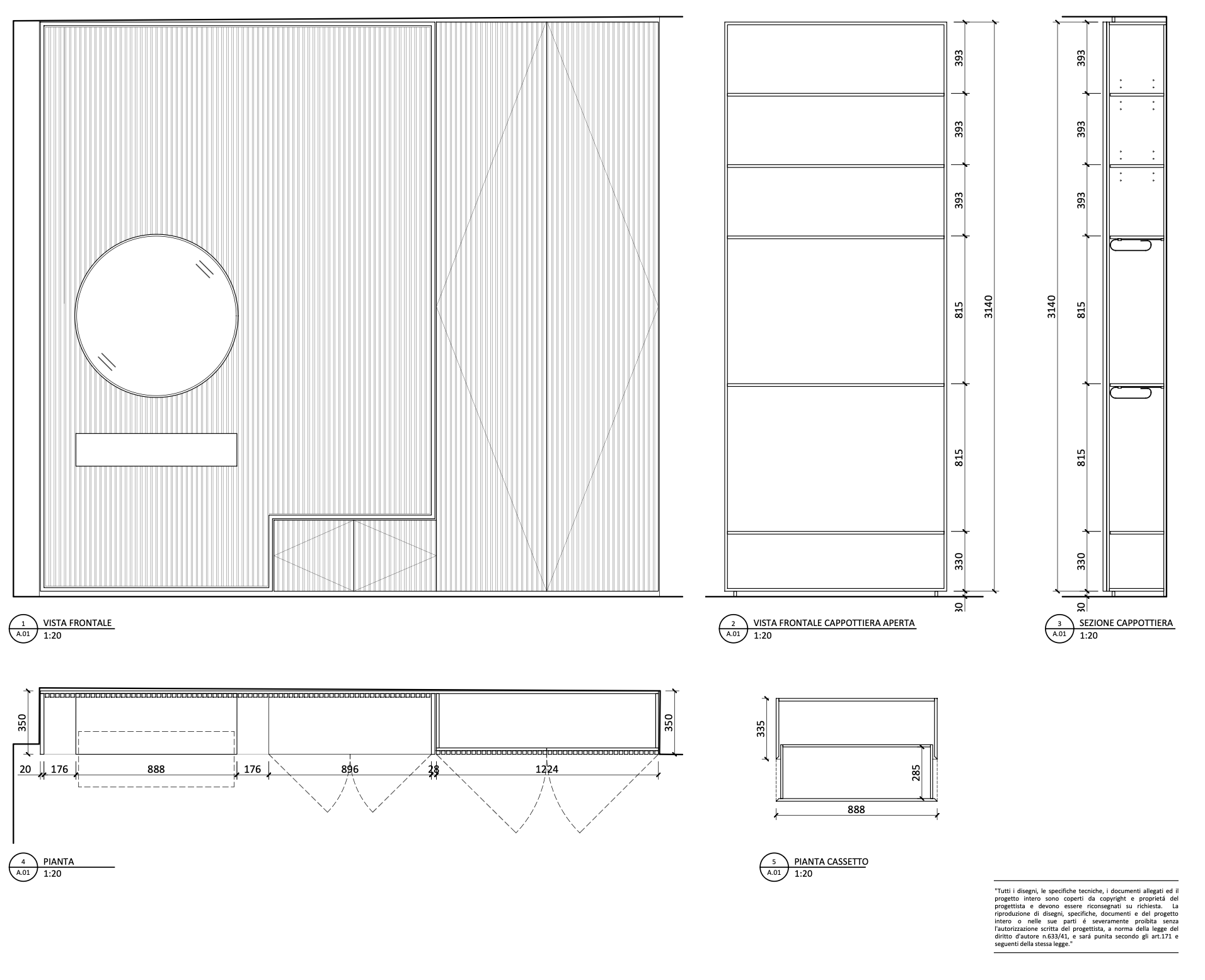 Casa FV, disegno della cappottiera